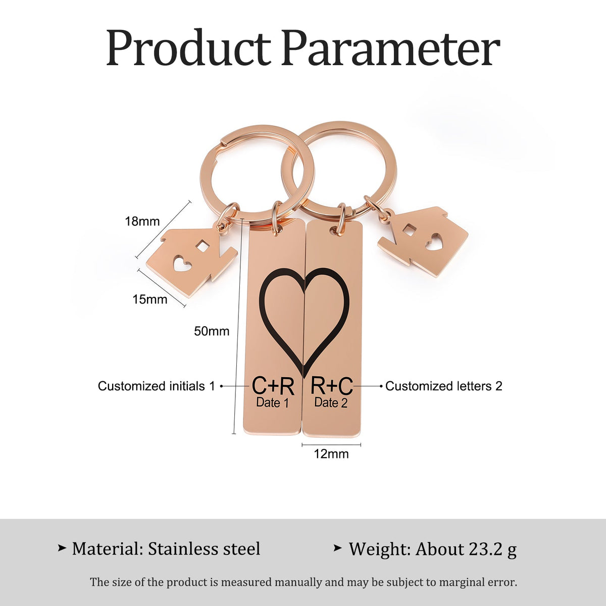 Custom Stainless Steel Couple Keychain