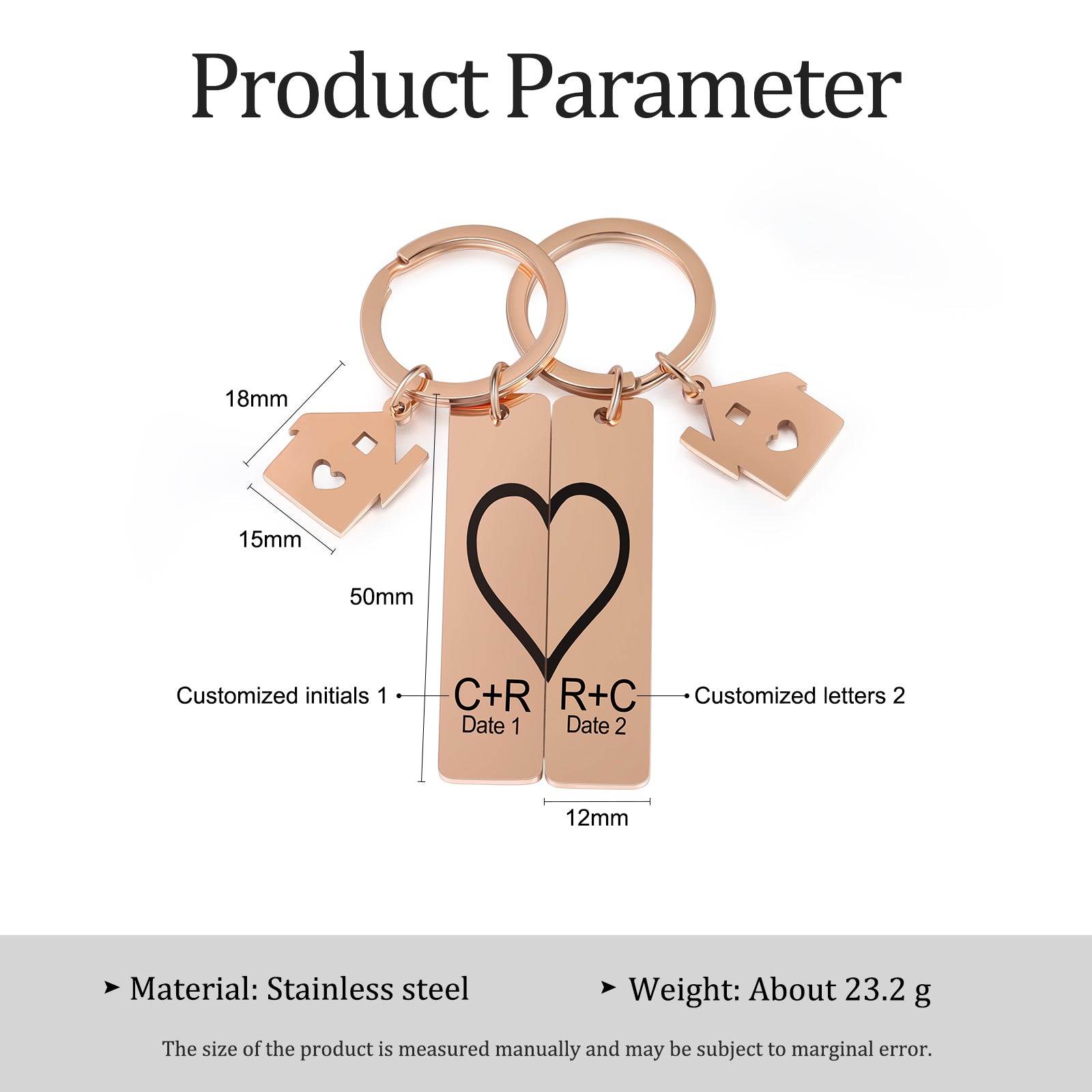 Custom Stainless Steel Couple Keychain