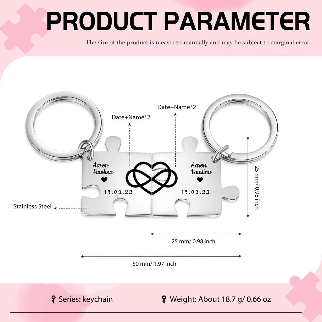 Custom Puzzle Couple Keychain