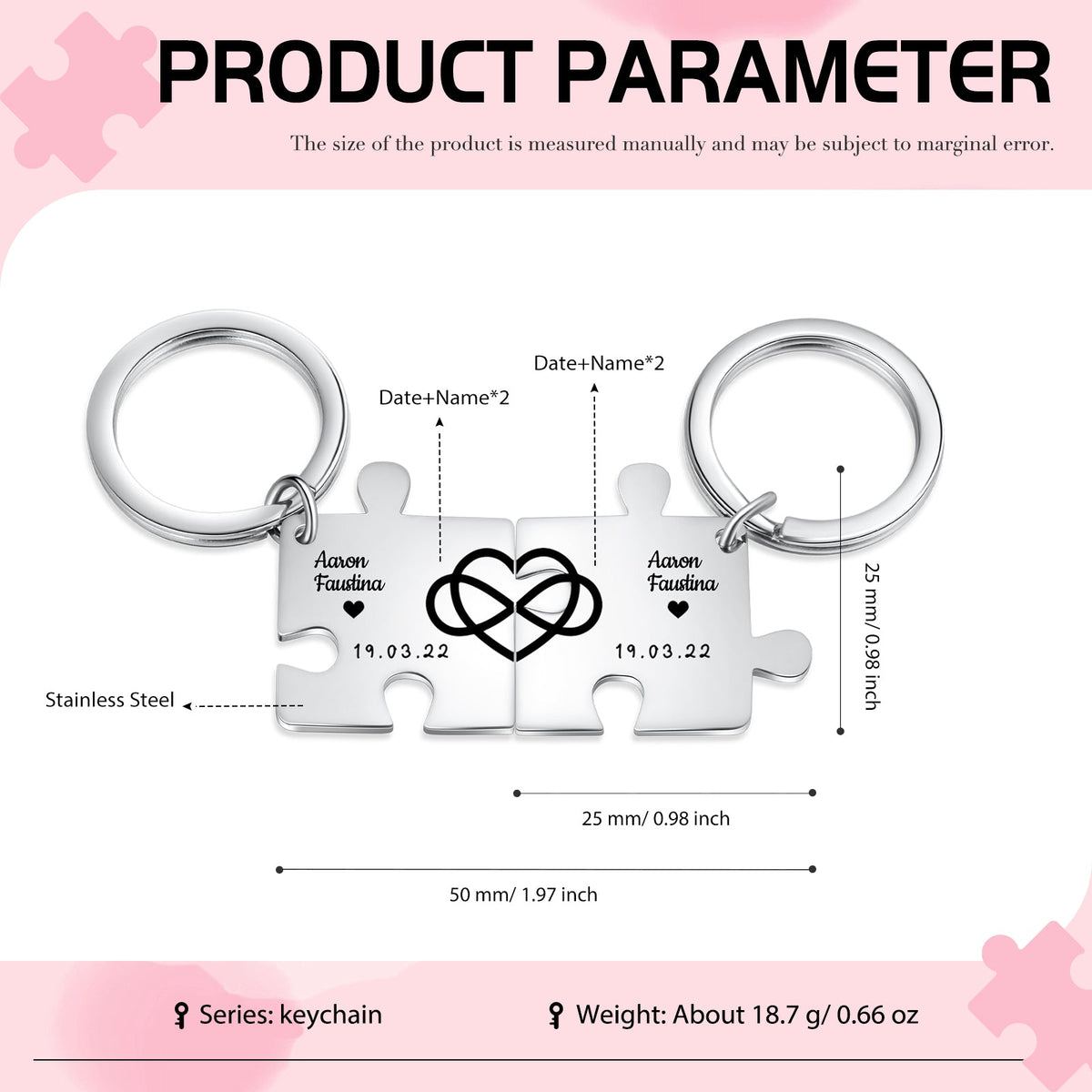 Custom Puzzle Couple Keychain