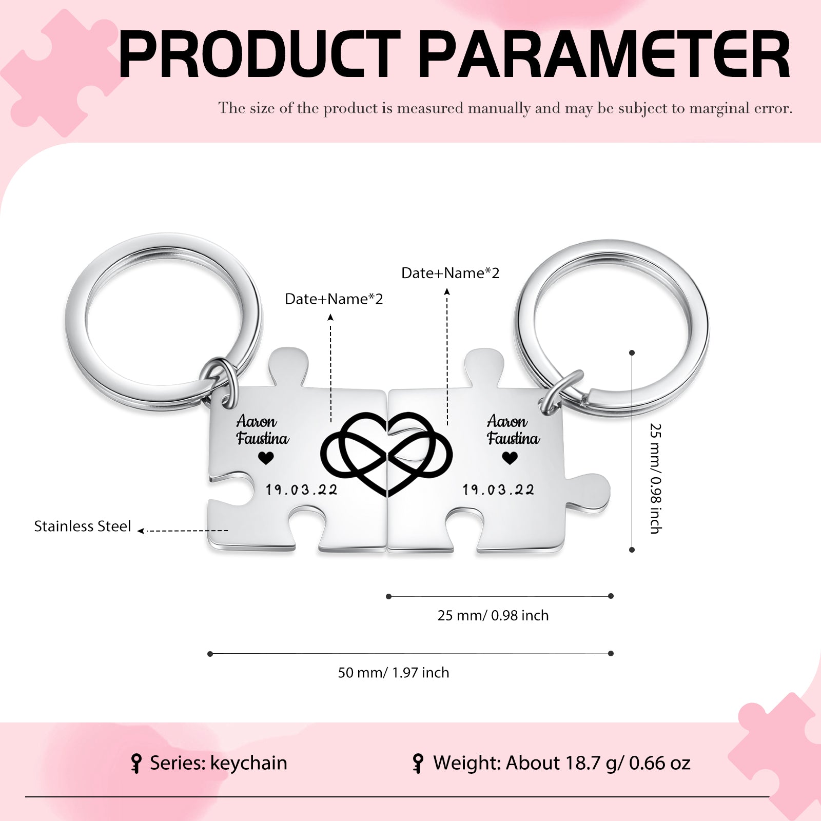 Custom Puzzle Couple Keychain