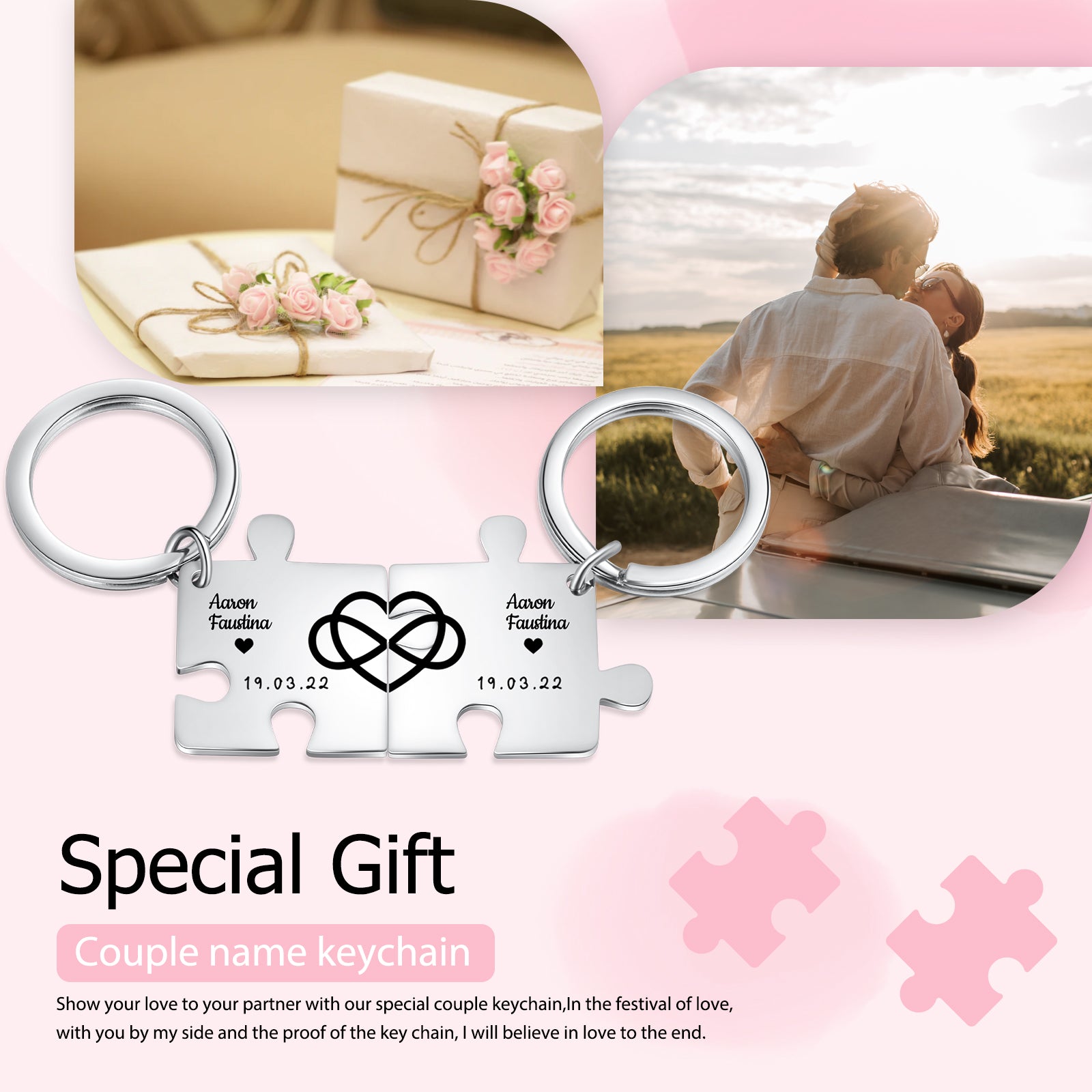 Custom Puzzle Couple Keychain