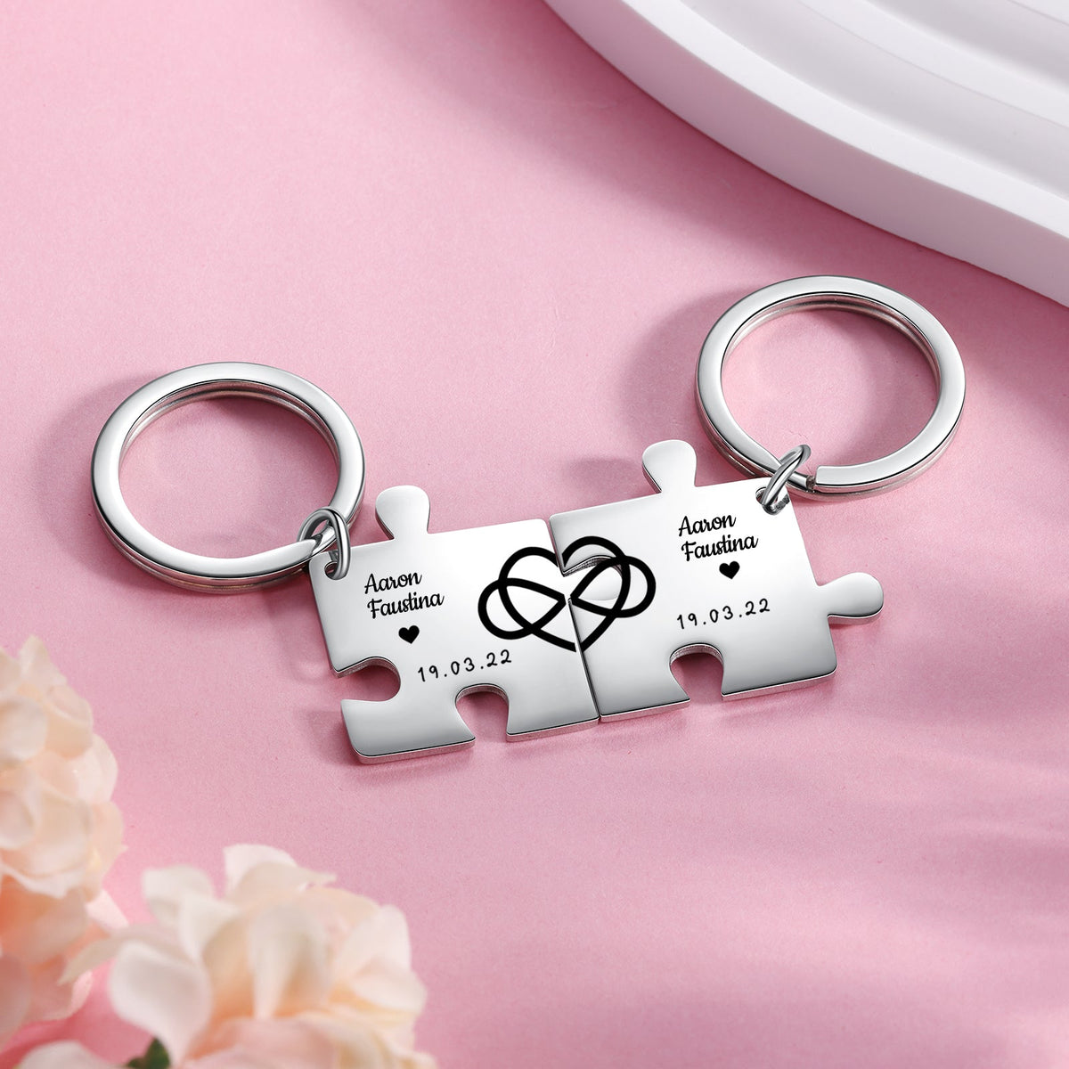Custom Puzzle Couple Keychain
