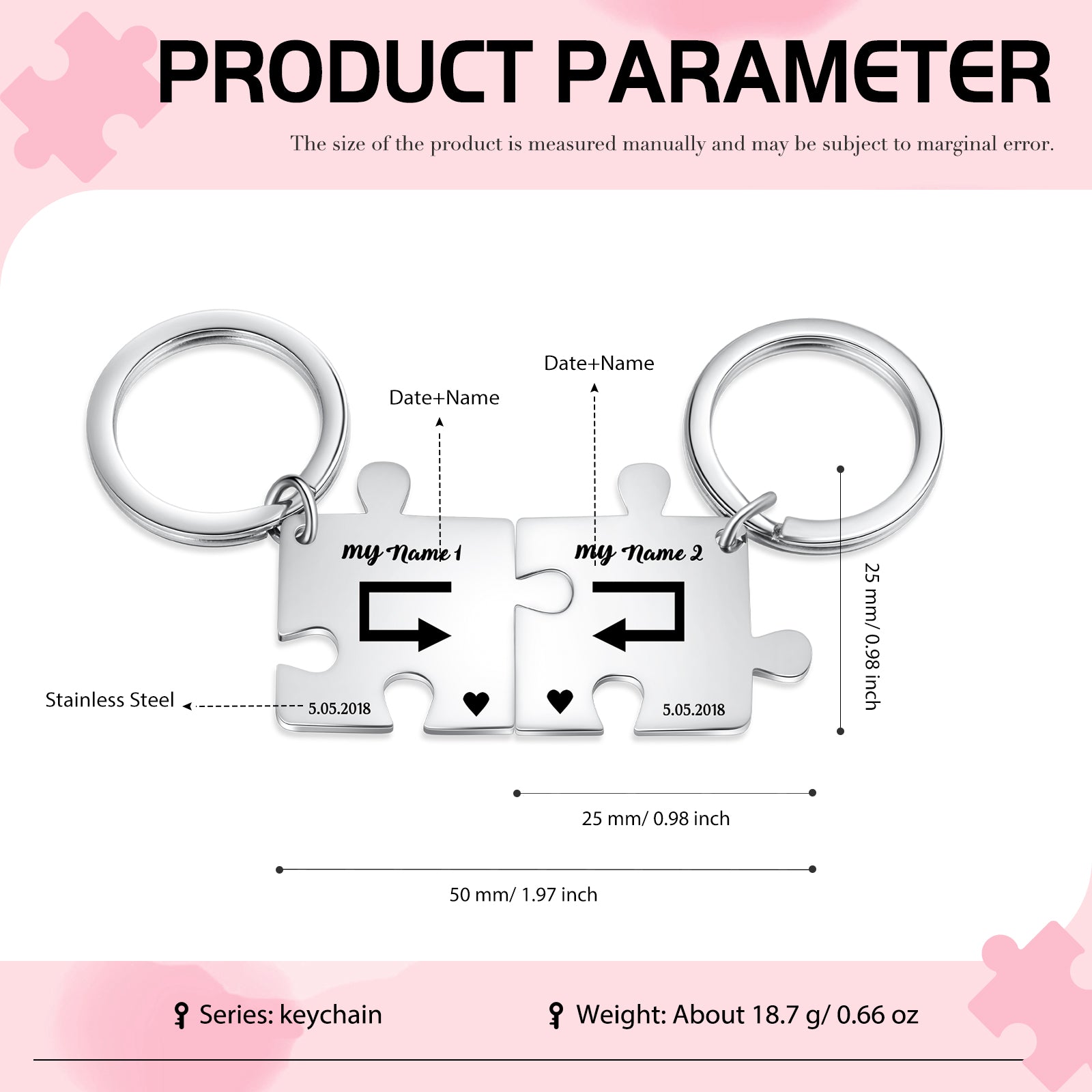 Custom Puzzle Couple Keychain