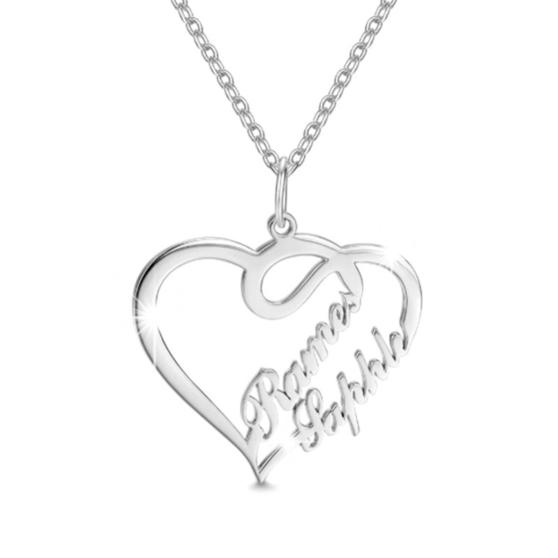 Custom Name Couple Heart Necklace