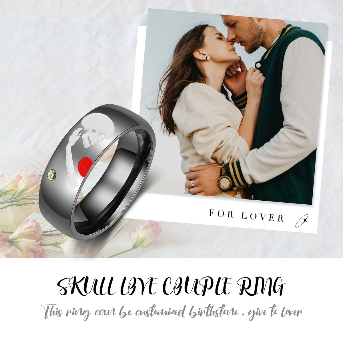 Stainless Steel Skull Couple Ring