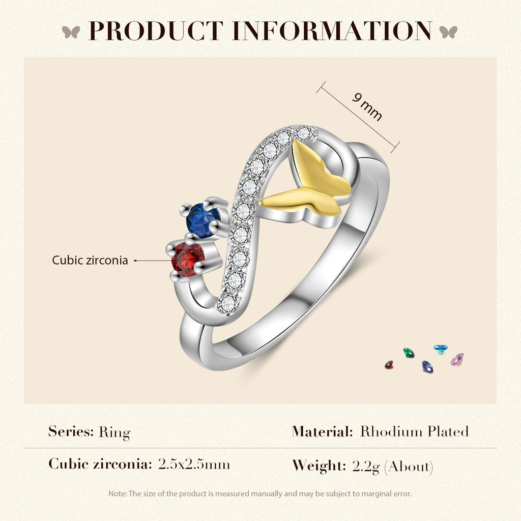 Rhodium Plated Butterfly Ring