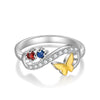Rhodium Plated Butterfly Ring