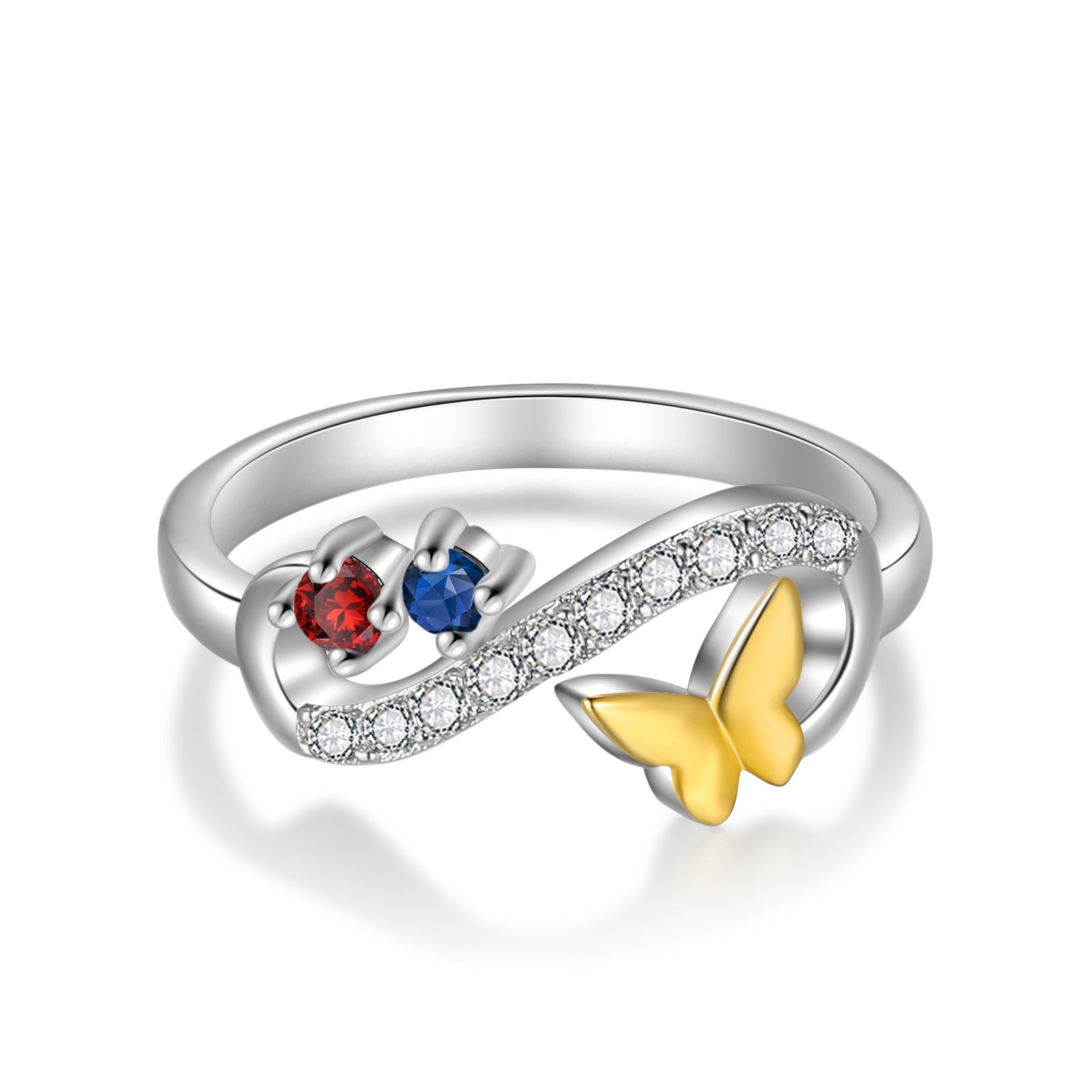 Rhodium Plated Butterfly Ring