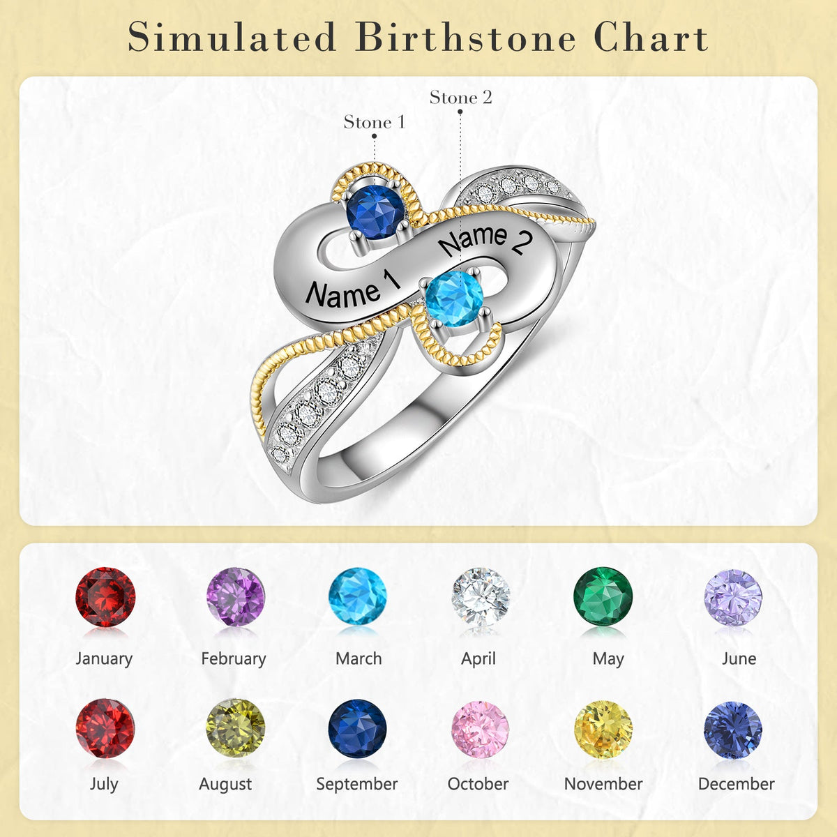 Personalized Rhodium Plated Infinity Ring