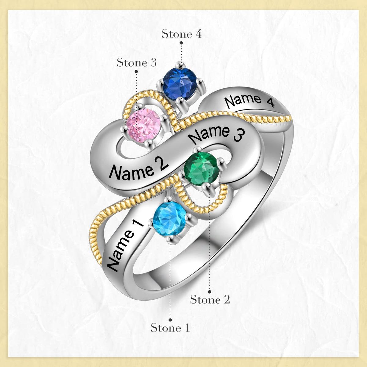 Personalized Rhodium Plated Infinity Ring