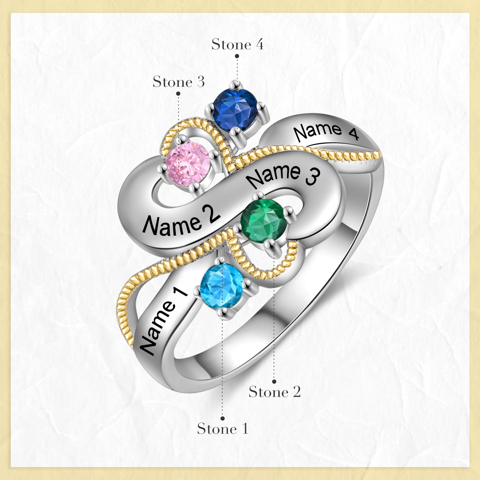 Personalized Rhodium Plated Infinity Ring