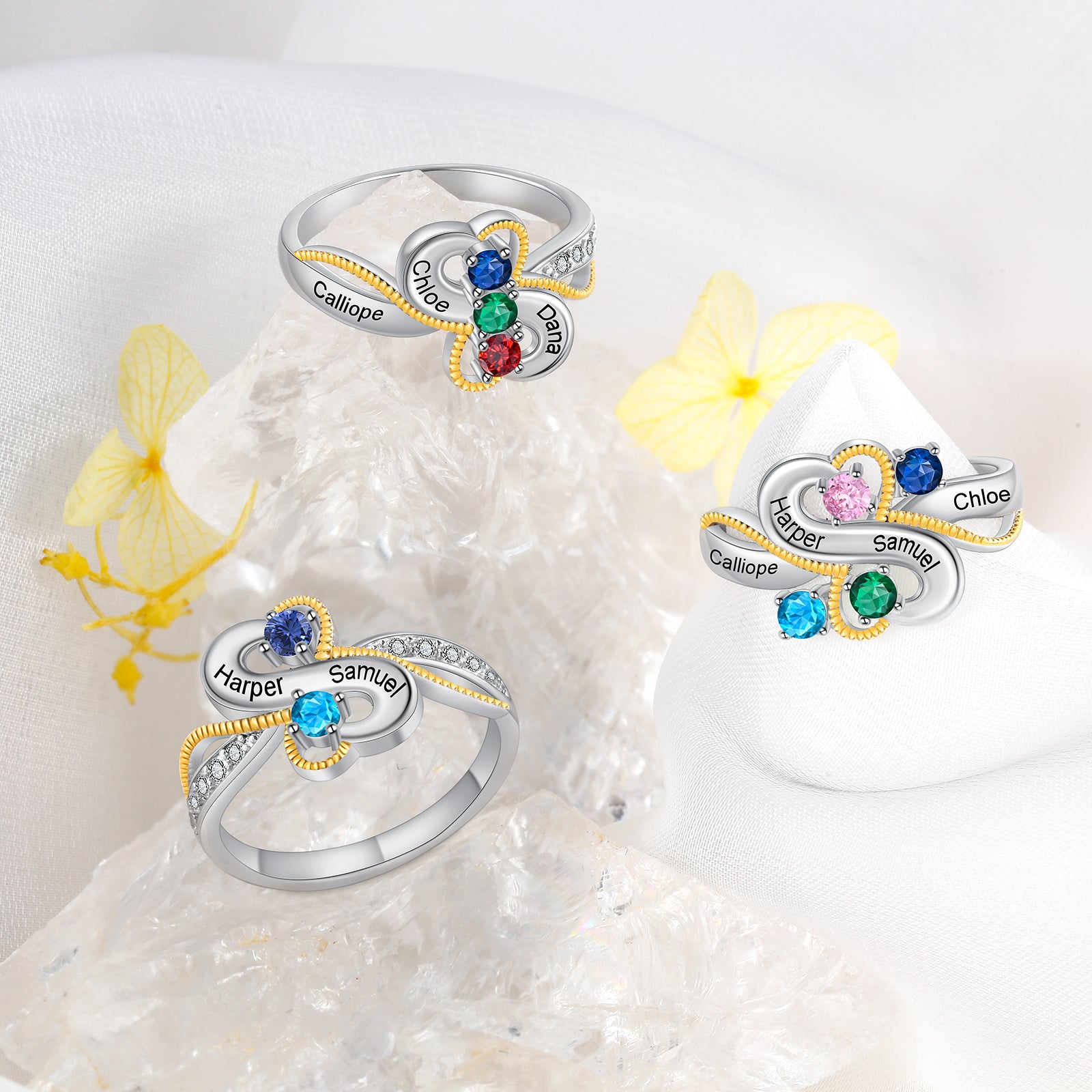 Personalized Rhodium Plated Infinity Ring