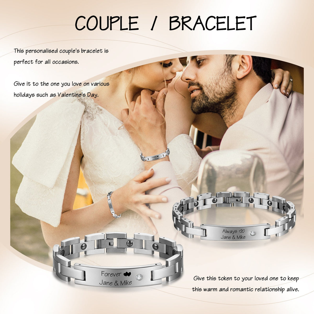 Custom Stainless Steel Couple Bracelet