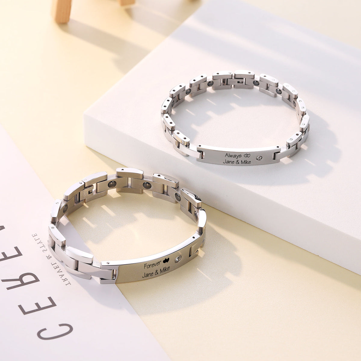 Custom Stainless Steel Couple Bracelet