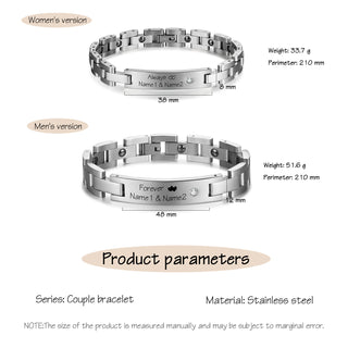 Custom Stainless Steel Couple Bracelet