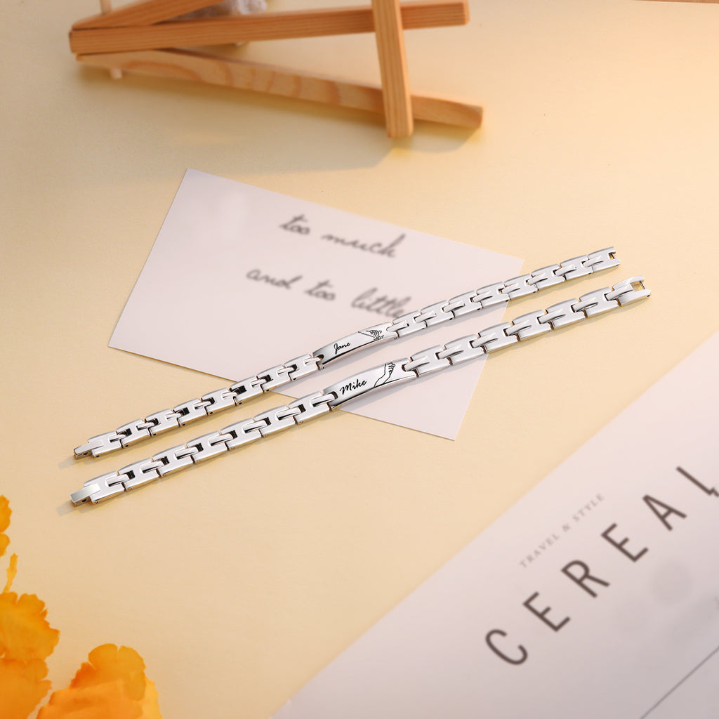 Custom Stainless Steel Couple Bracelet