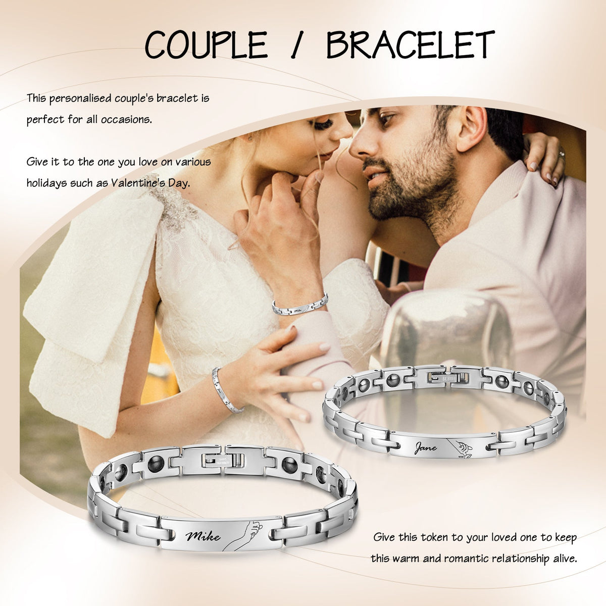 Custom Stainless Steel Couple Bracelet
