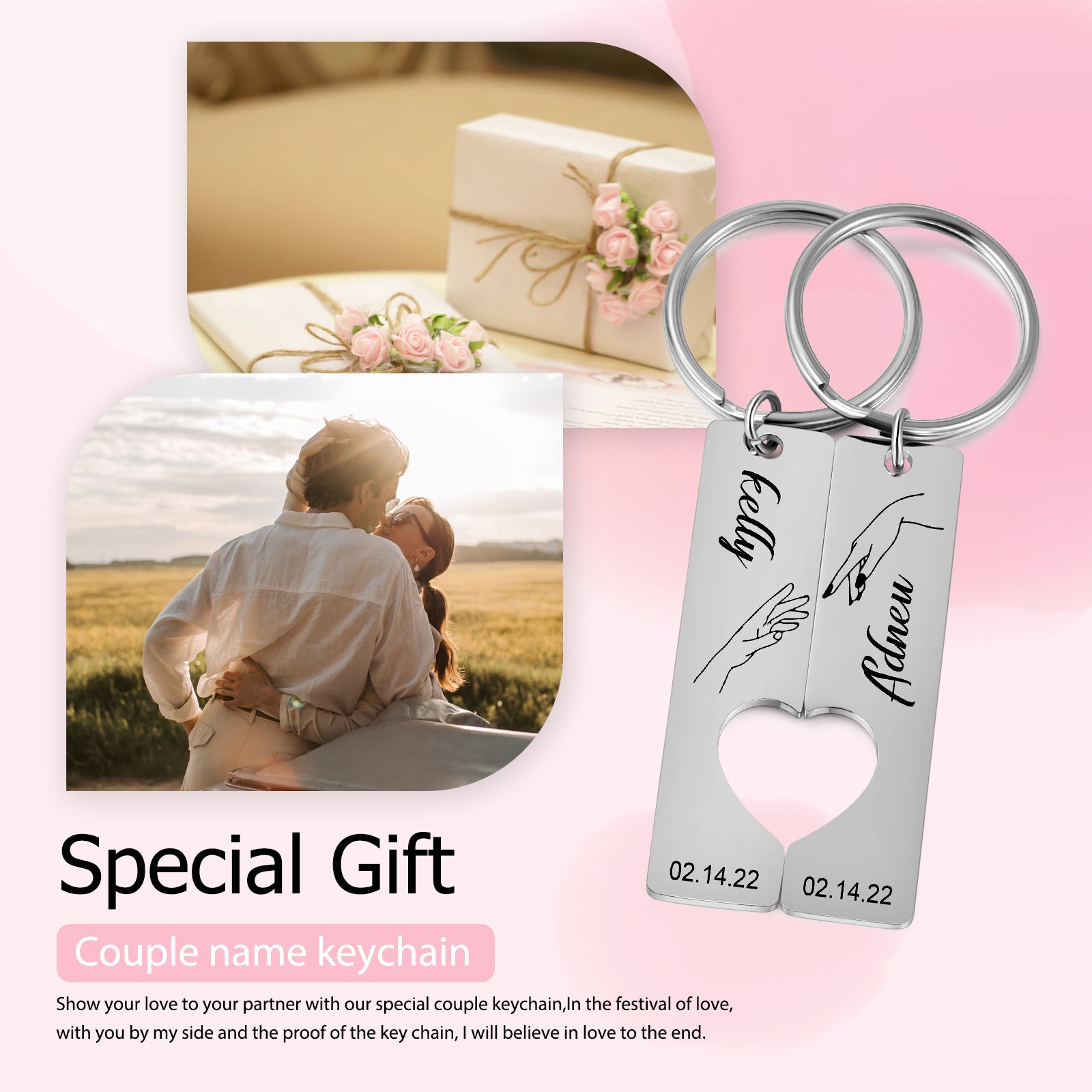 Custom Stainless Steel Couple Keychain