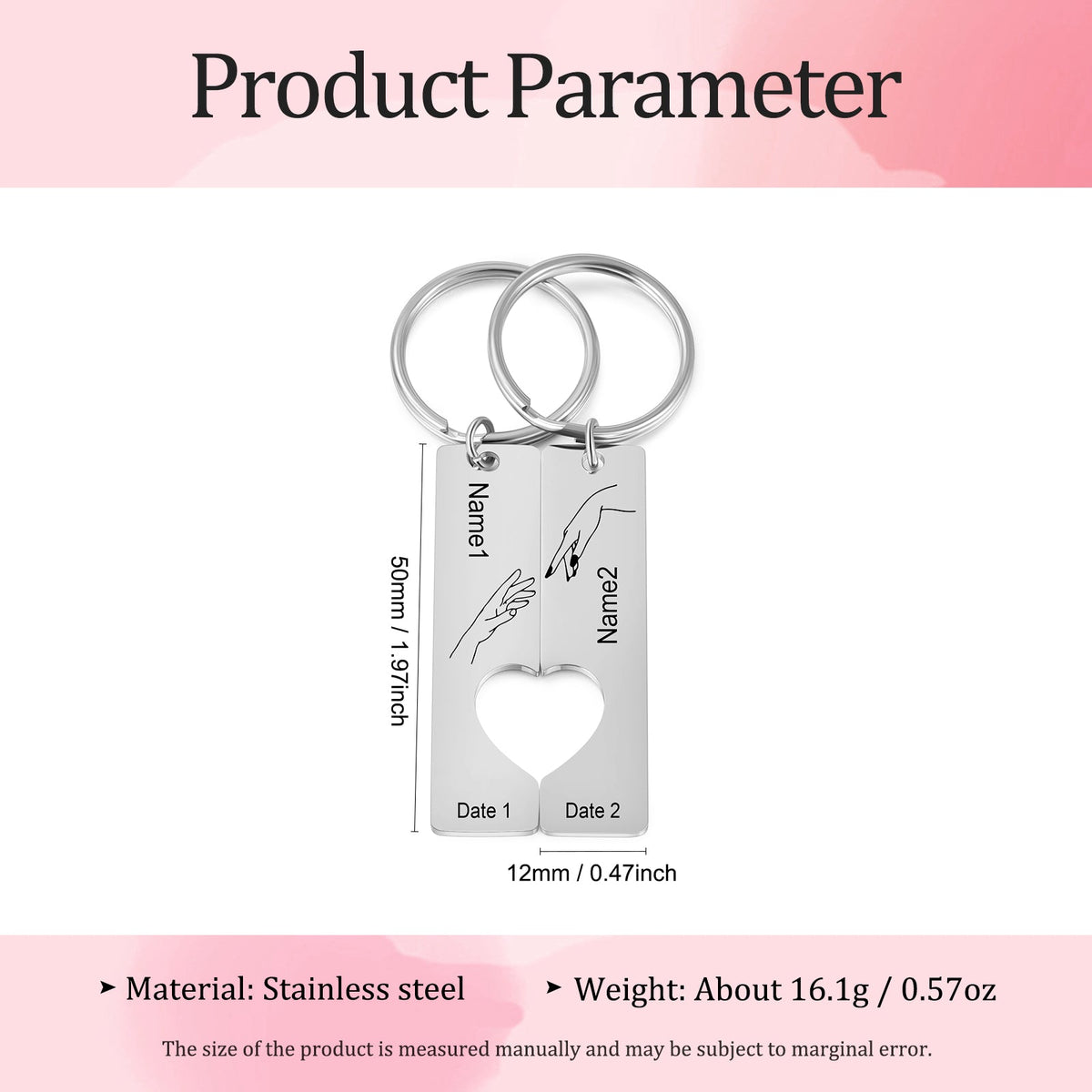 Custom Stainless Steel Couple Keychain