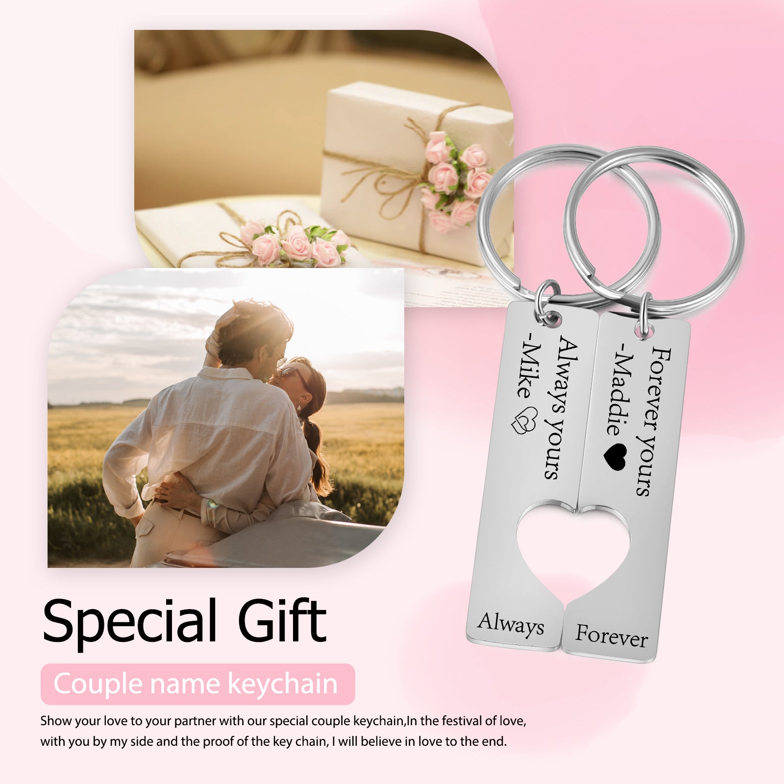Custom Stainless Steel Couple Keychain