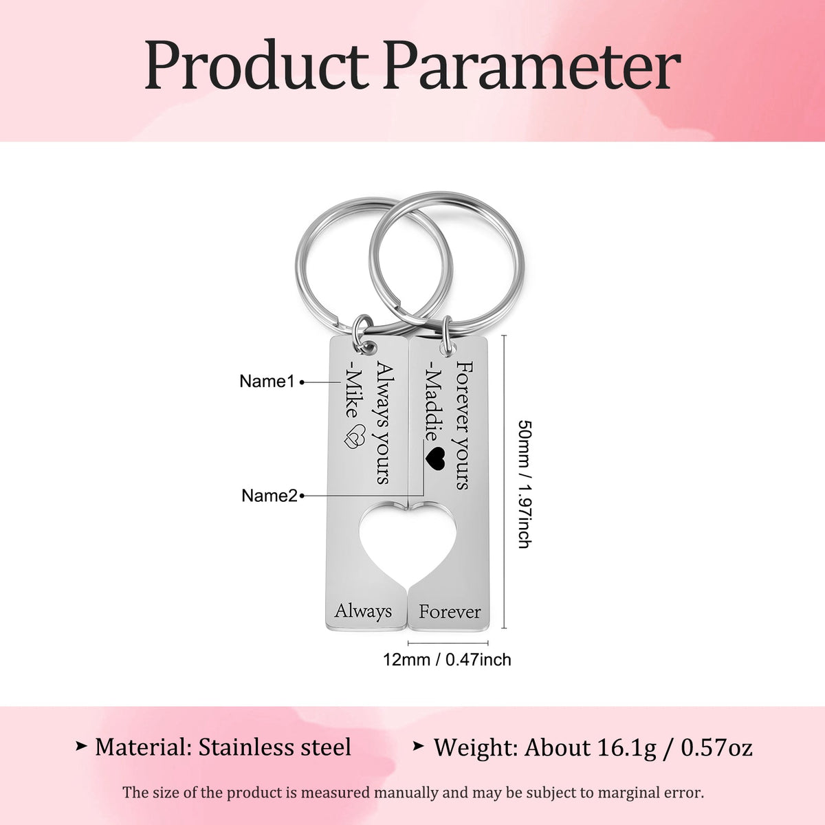 Custom Stainless Steel Couple Keychain