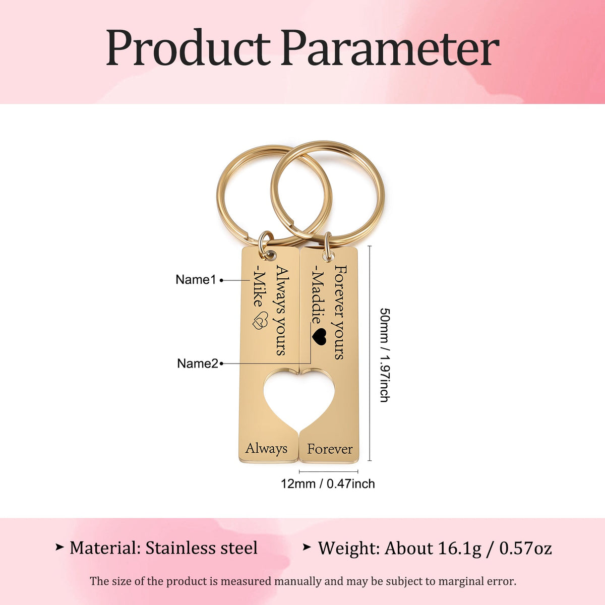 Custom Stainless Steel Couple Keychain
