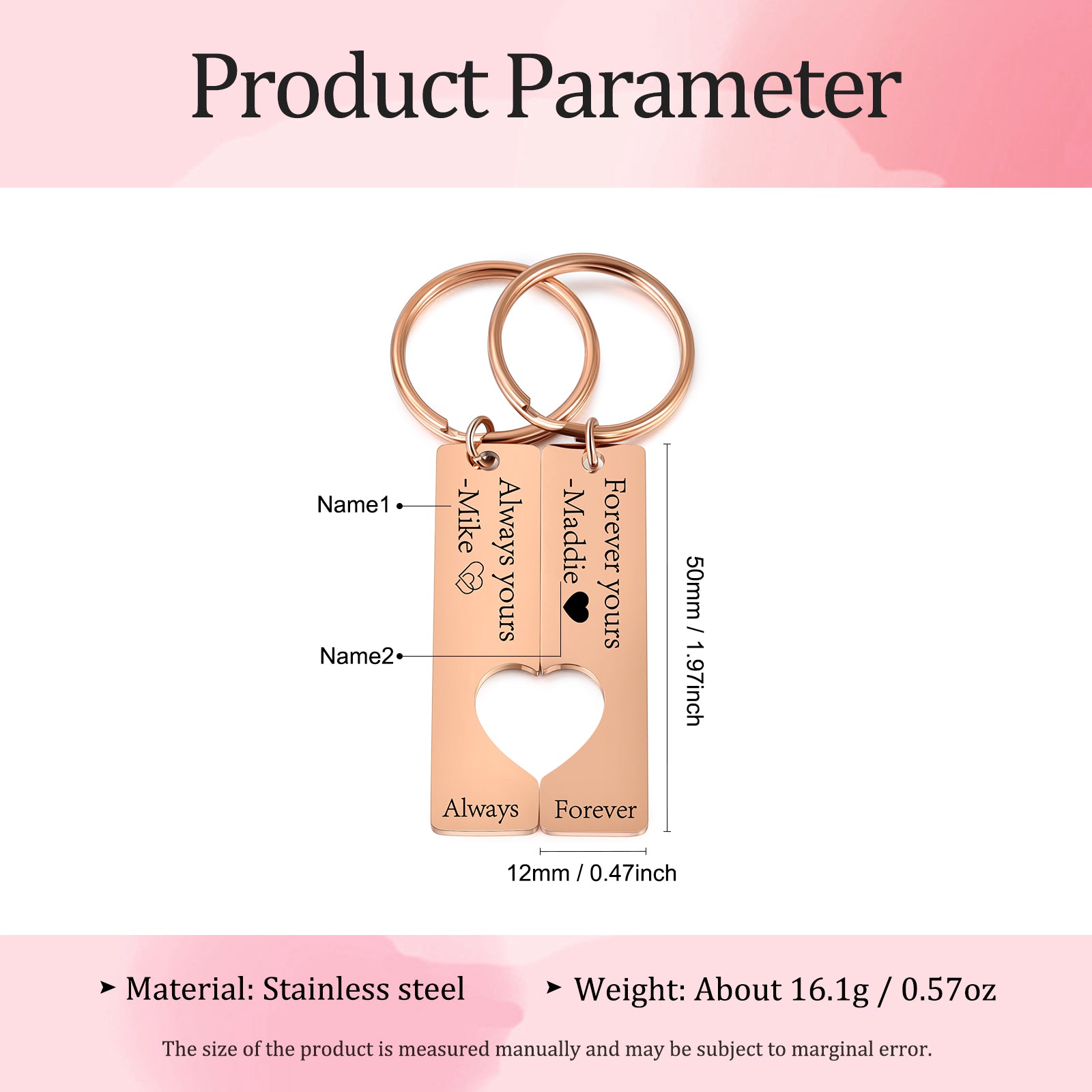Custom Stainless Steel Couple Keychain