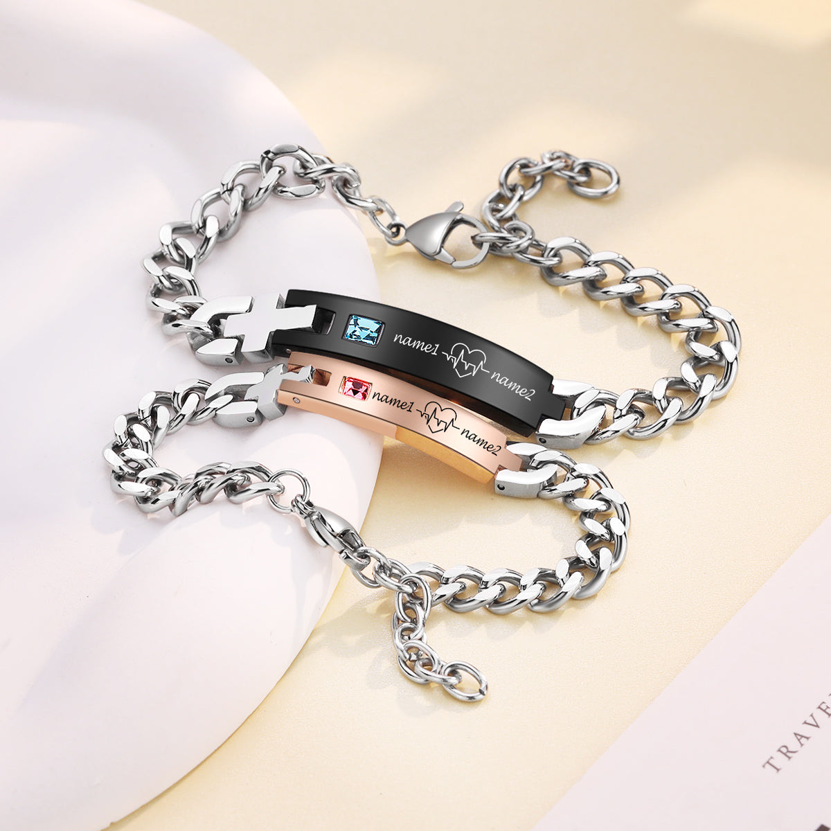 Custom Stainless Steel Couple Bracelet