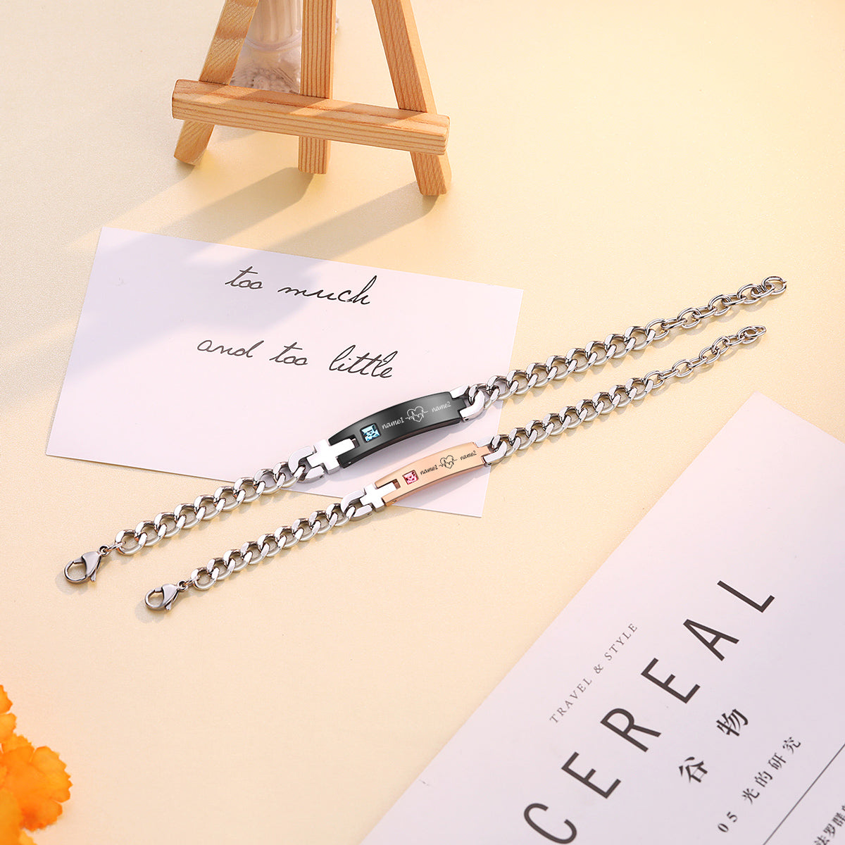 Custom Stainless Steel Couple Bracelet