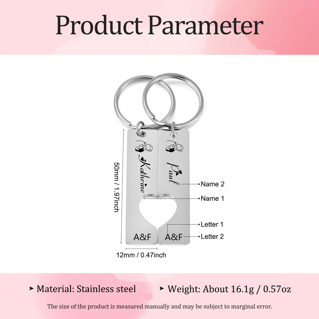 Custom Stainless Steel Couple Keychain
