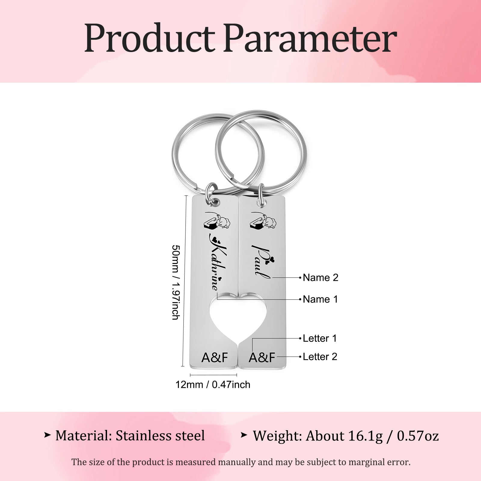 Custom Stainless Steel Couple Keychain