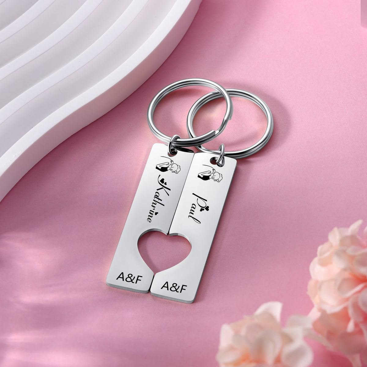 Custom Stainless Steel Couple Keychain