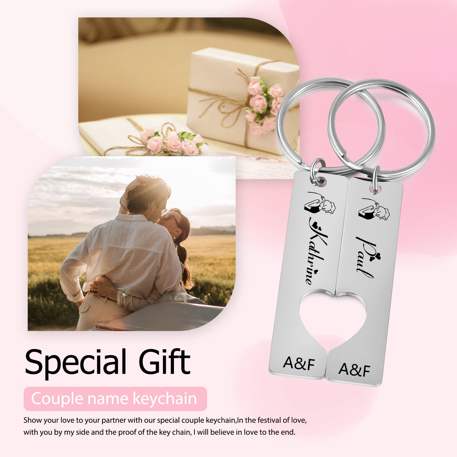 Custom Stainless Steel Couple Keychain