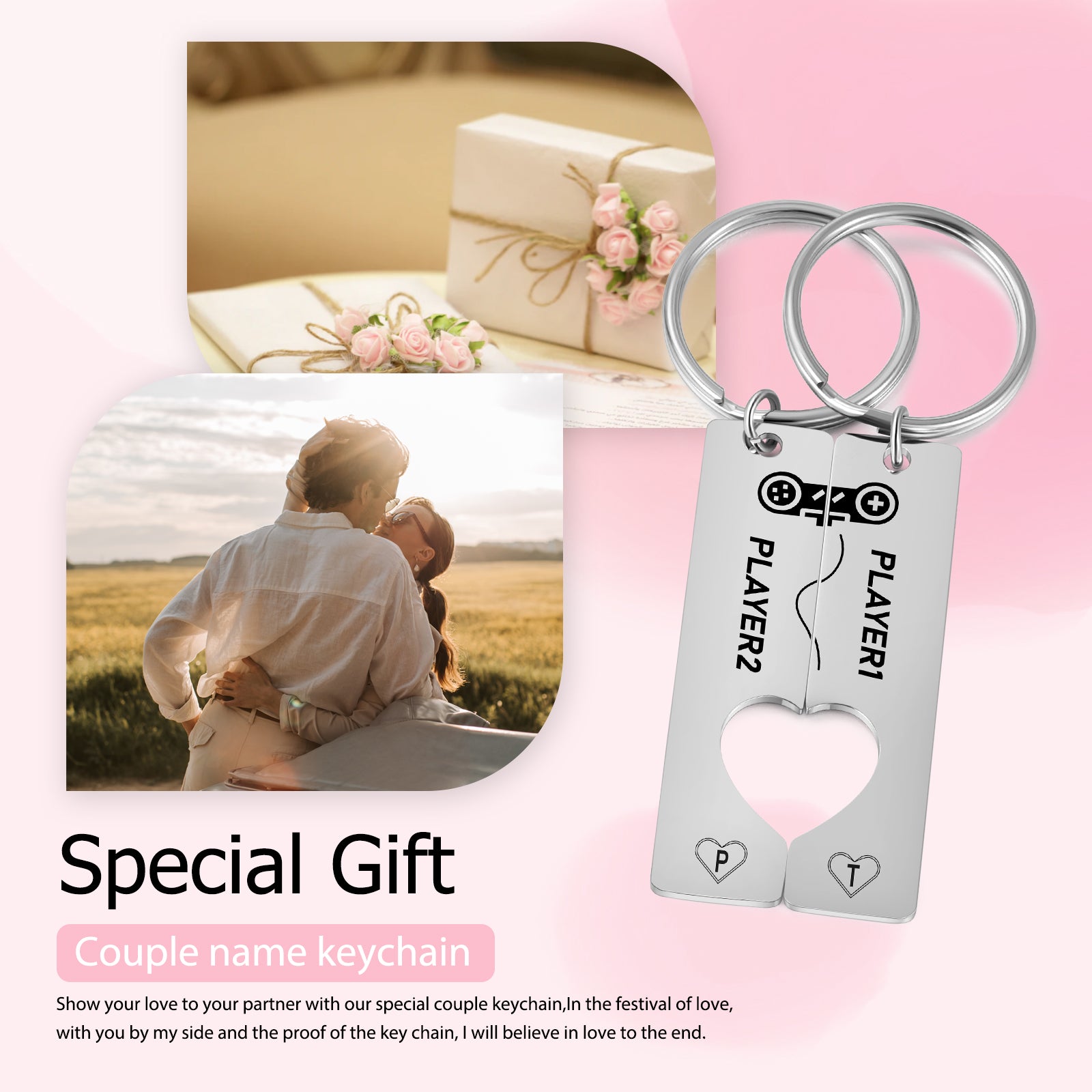 Custom Stainless Steel Couple Keychain
