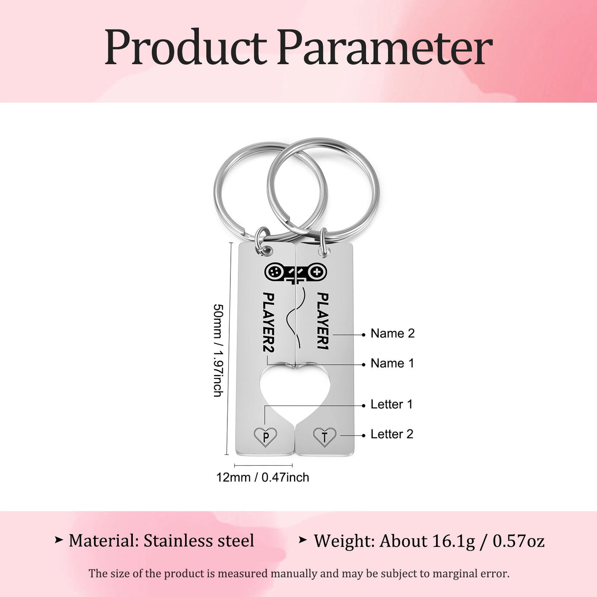 Custom Stainless Steel Couple Keychain