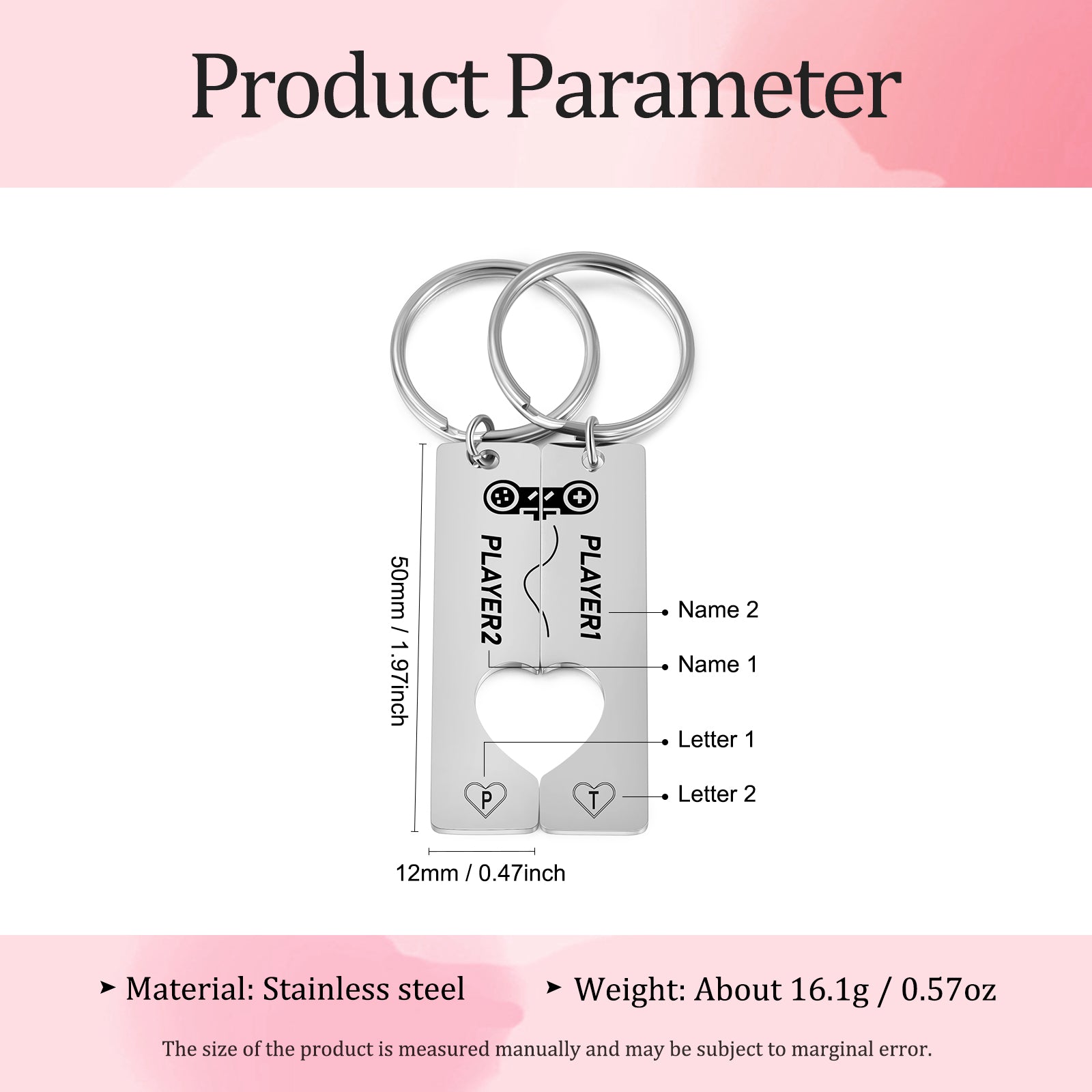 Custom Stainless Steel Couple Keychain