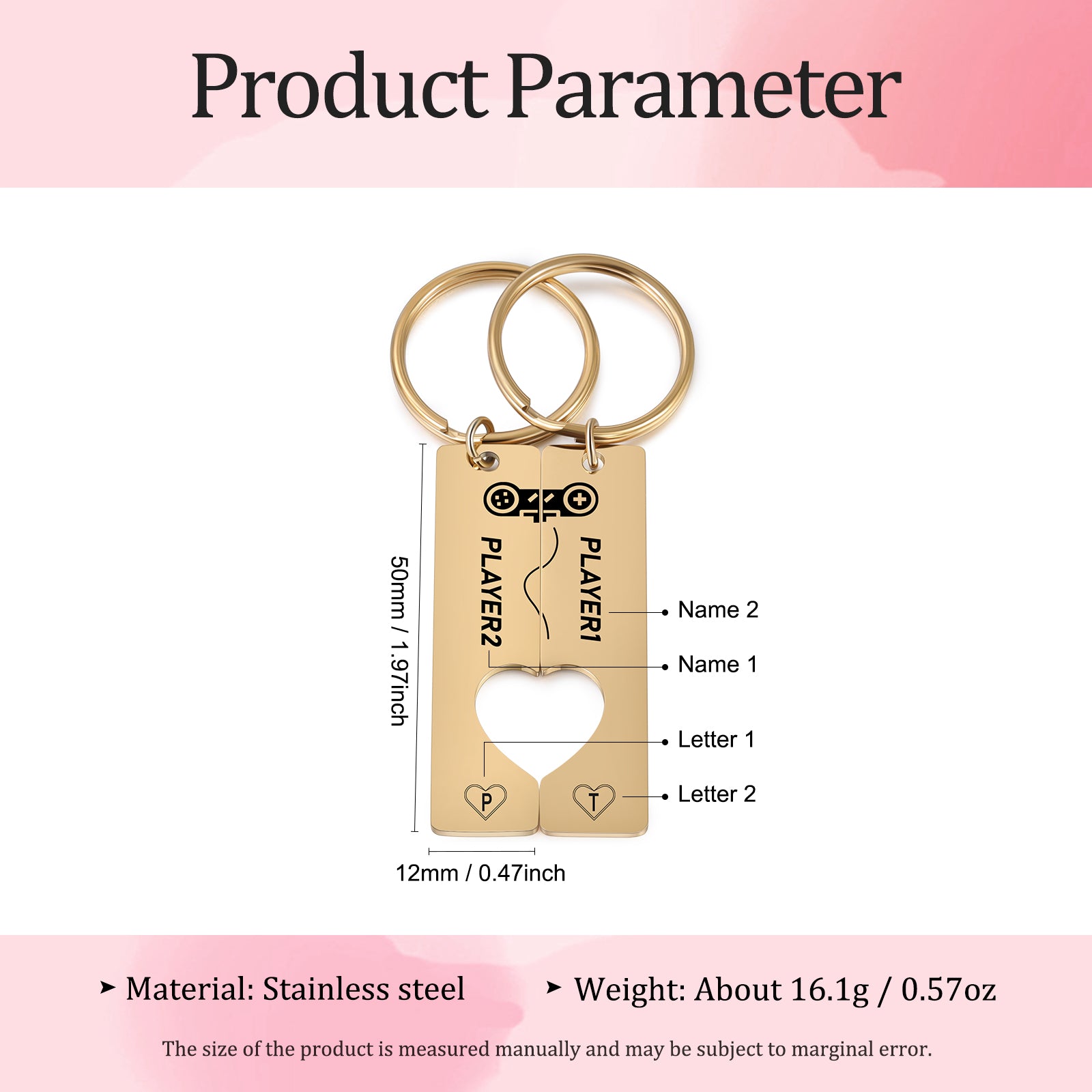 Custom Stainless Steel Couple Keychain