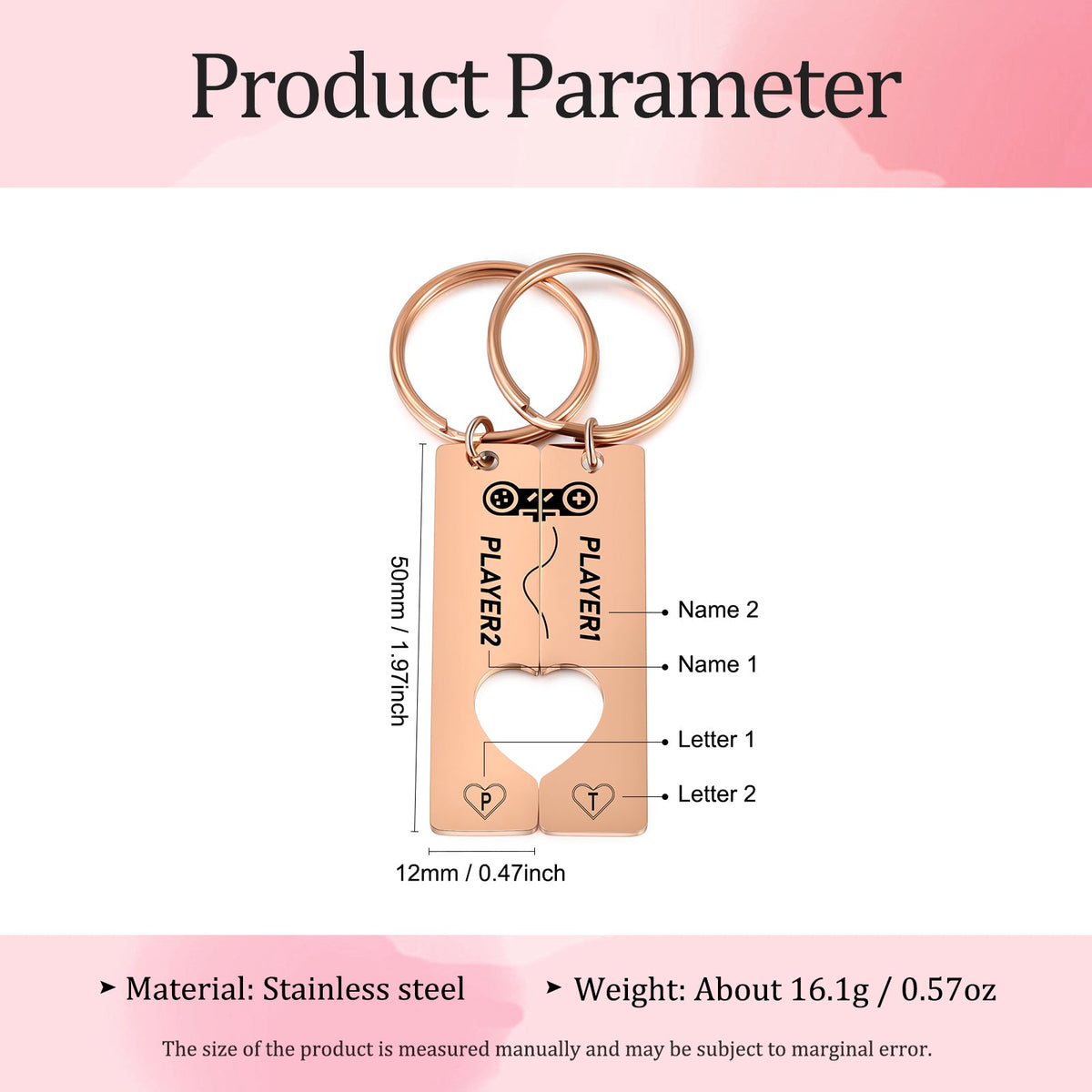 Custom Stainless Steel Couple Keychain