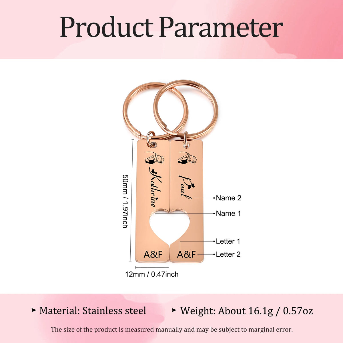 Custom Stainless Steel Couple Keychain