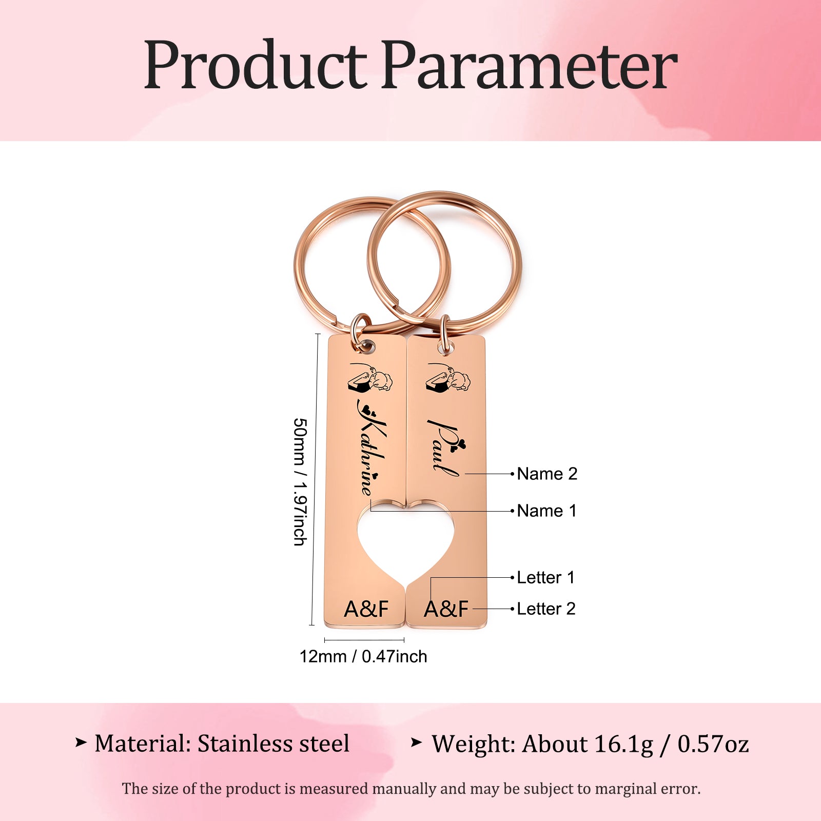 Custom Stainless Steel Couple Keychain