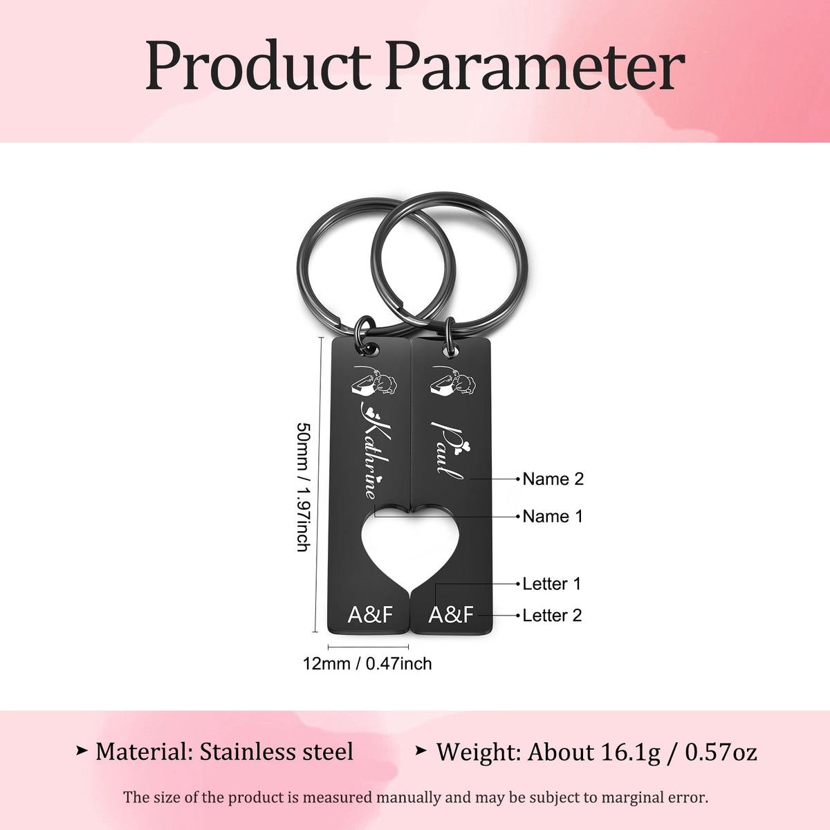 Custom Stainless Steel Couple Keychain