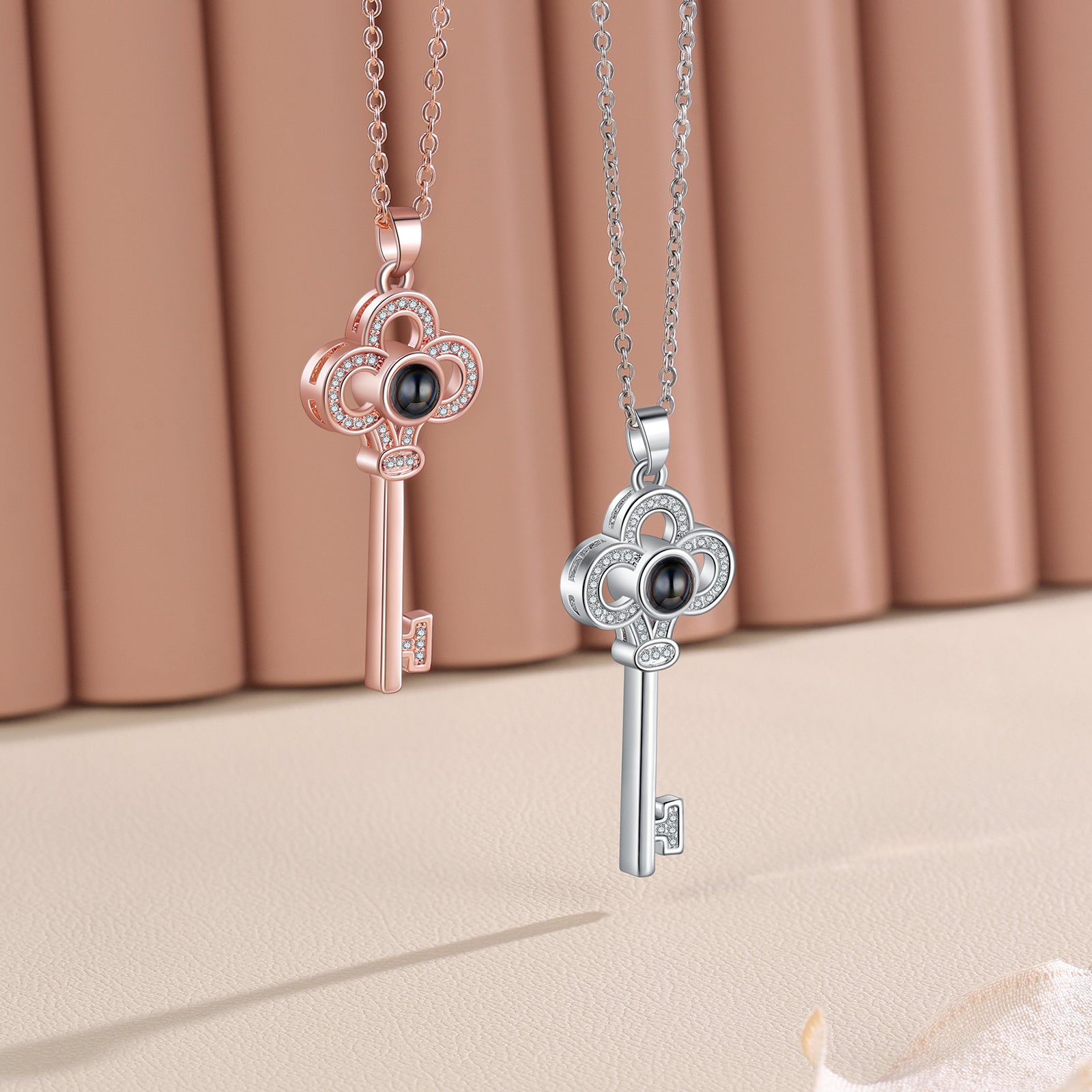 Custom Key Projection Couple Necklace