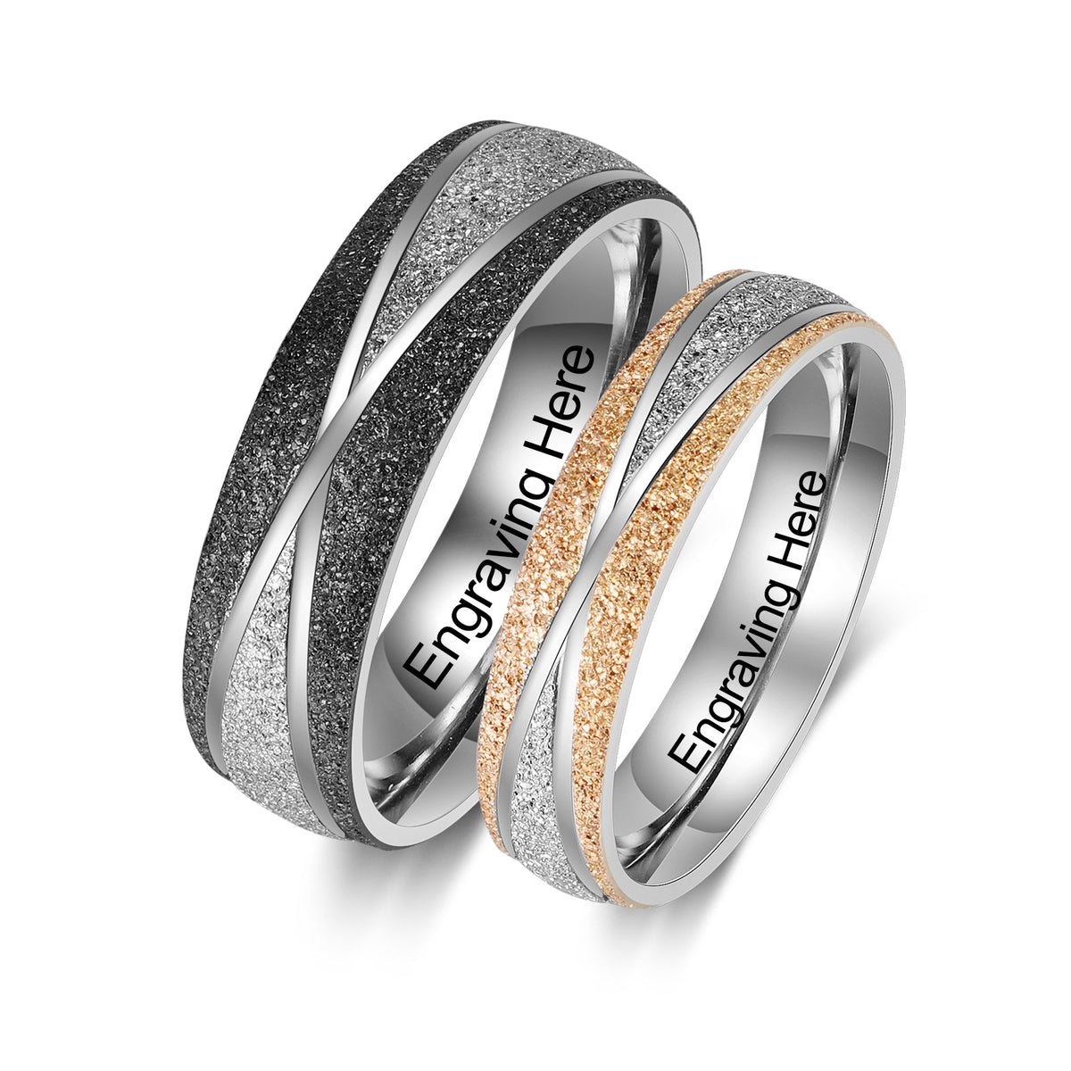 Custom Name Stainless Steel Couple Ring