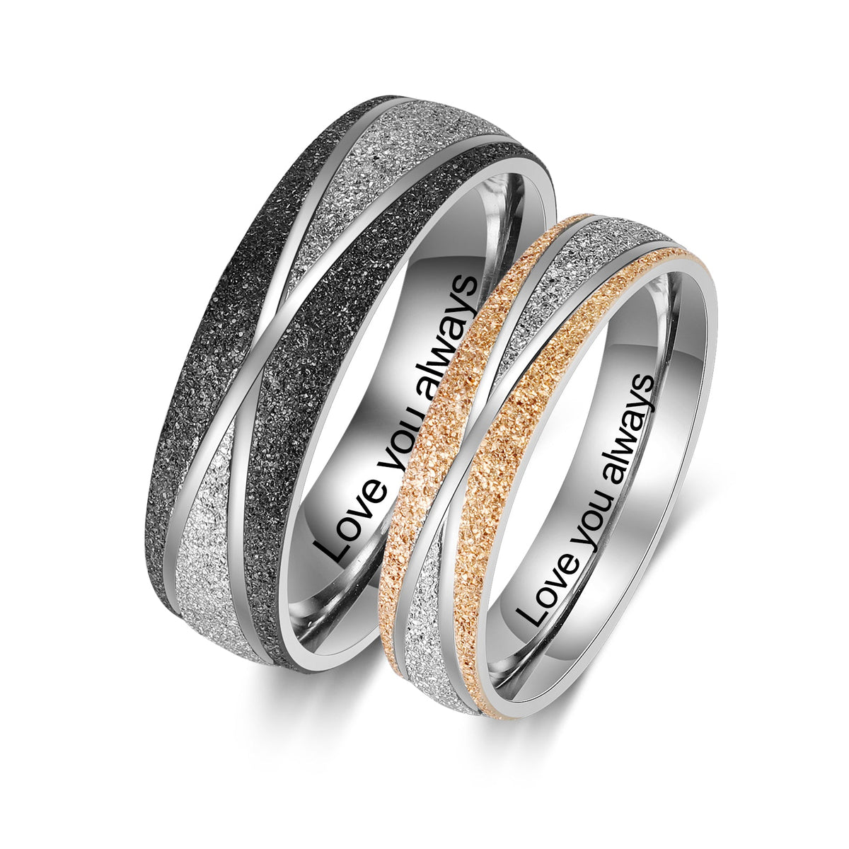 Custom Name Stainless Steel Couple Ring
