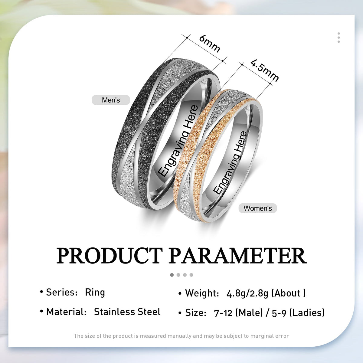 Custom Name Stainless Steel Couple Ring