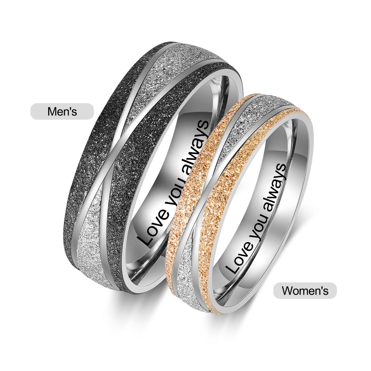 Custom Name Stainless Steel Couple Ring
