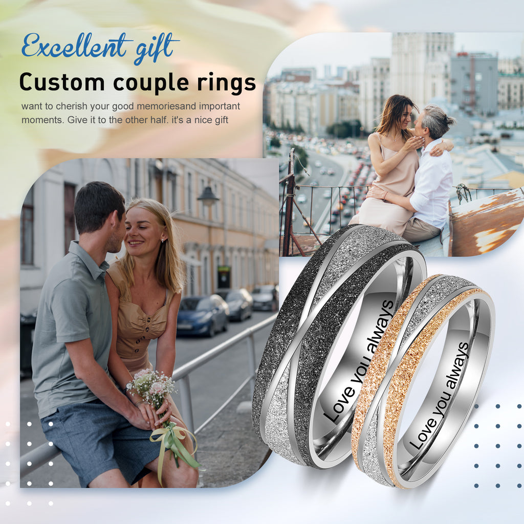 Custom Name Stainless Steel Couple Ring