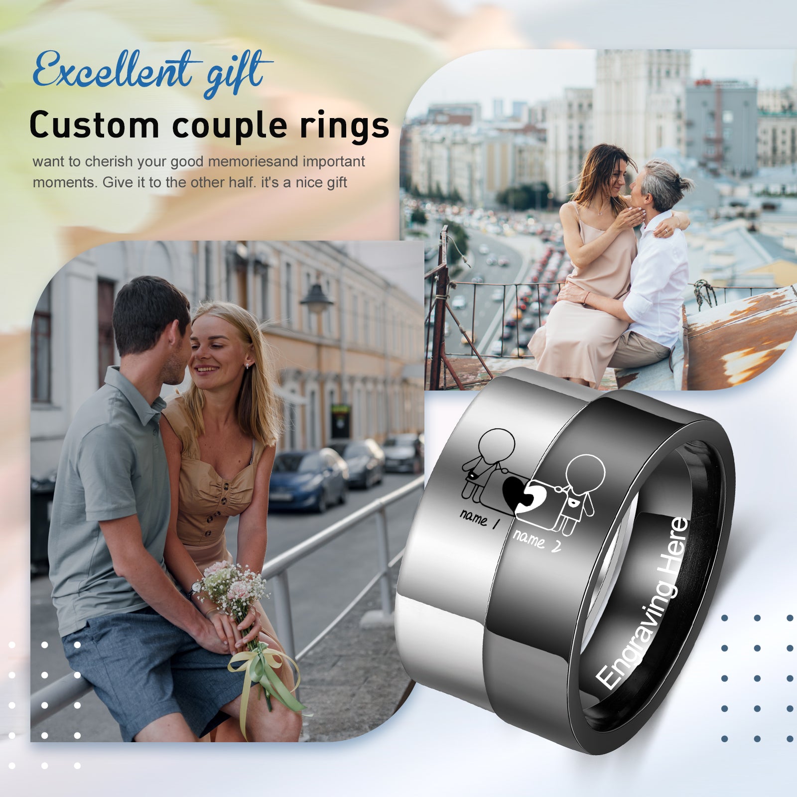 Custom Stainless Steel Couple Ring