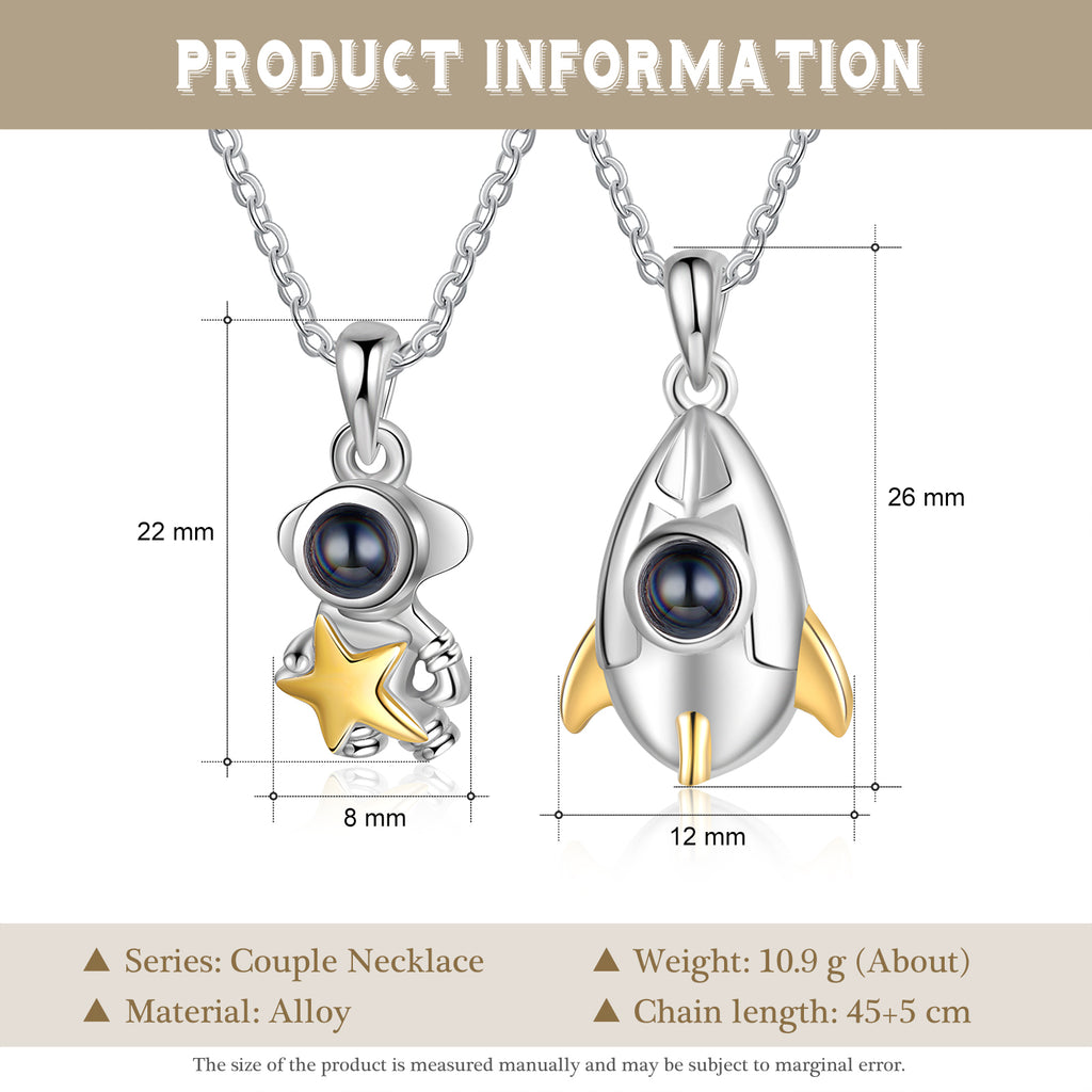 100 Languages I Love You Projection Necklace Rockets and Mars Necklace